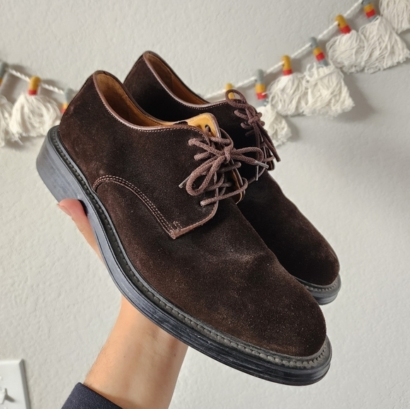 Coach Nate Suede Derby Oxford Chocolate Brown Dress Shoes Business Designer 9 - Picture 1 of 12